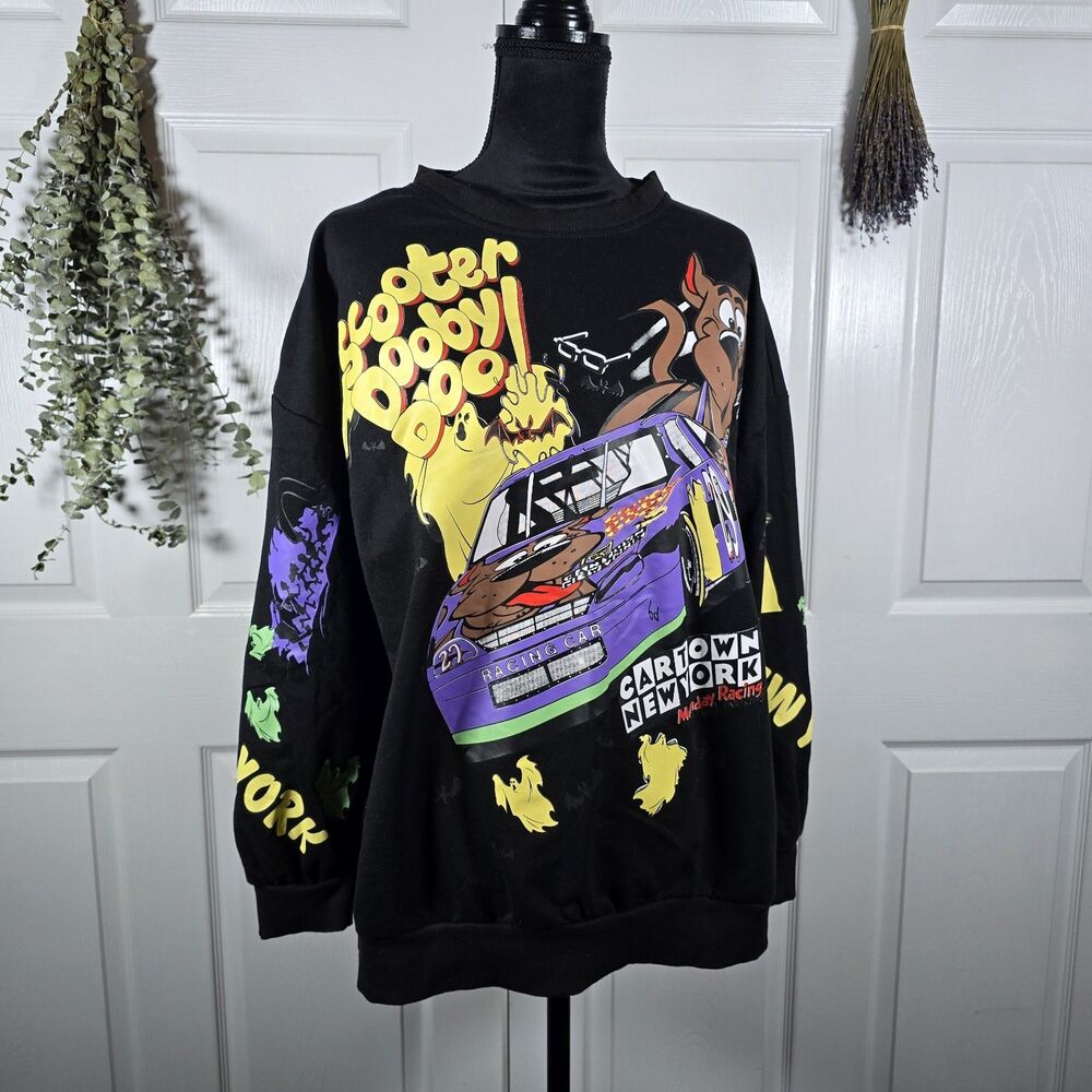 Scooby-Doo Vintage 90s Y2K Sweatshirt Racing Cartoon Network Size 2XL